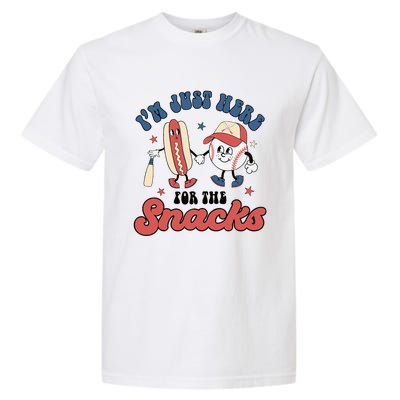 IM Just Here For The Snacks Baseball 4th Of July Hot Dog Garment-Dyed Heavyweight T-Shirt