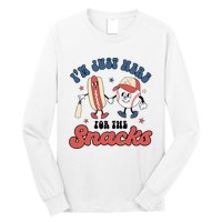 IM Just Here For The Snacks Baseball 4th Of July Hot Dog Long Sleeve Shirt