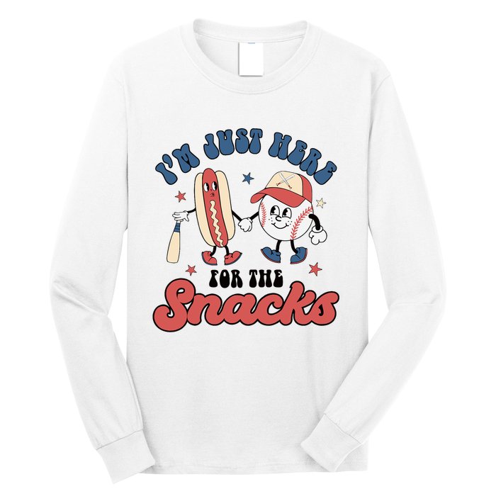 IM Just Here For The Snacks Baseball 4th Of July Hot Dog Long Sleeve Shirt