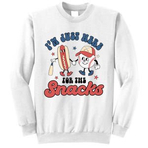 IM Just Here For The Snacks Baseball 4th Of July Hot Dog Sweatshirt