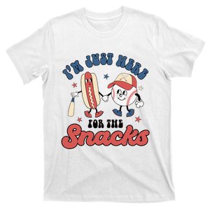 IM Just Here For The Snacks Baseball 4th Of July Hot Dog T-Shirt