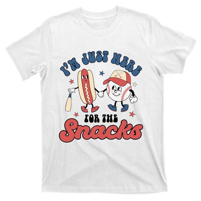 IM Just Here For The Snacks Baseball 4th Of July Hot Dog T-Shirt