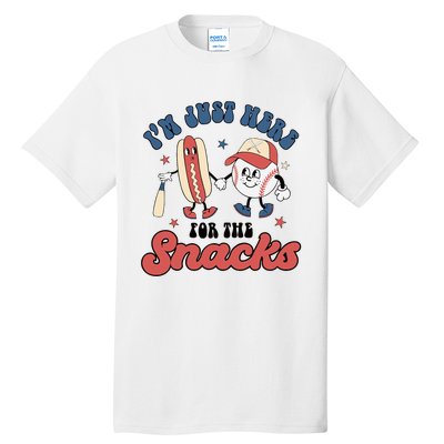 IM Just Here For The Snacks Baseball 4th Of July Hot Dog Tall T-Shirt