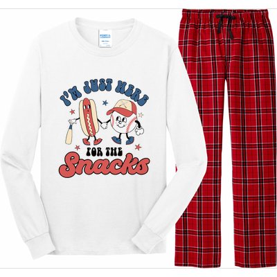 IM Just Here For The Snacks Baseball 4th Of July Hot Dog Long Sleeve Pajama Set