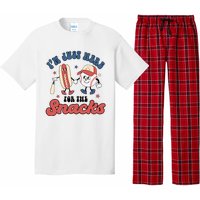 IM Just Here For The Snacks Baseball 4th Of July Hot Dog Pajama Set