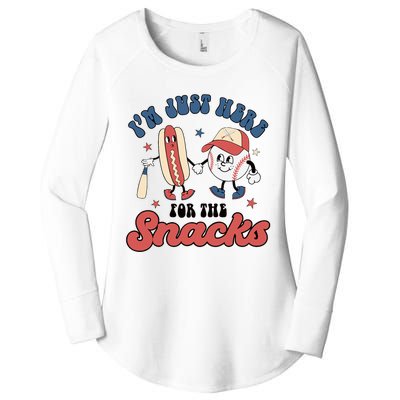 IM Just Here For The Snacks Baseball 4th Of July Hot Dog Women's Perfect Tri Tunic Long Sleeve Shirt