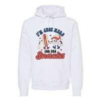 IM Just Here For The Snacks Baseball 4th Of July Hot Dog Premium Hoodie