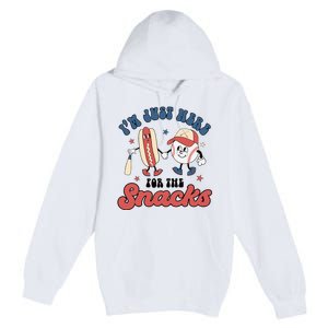 IM Just Here For The Snacks Baseball 4th Of July Hot Dog Premium Pullover Hoodie