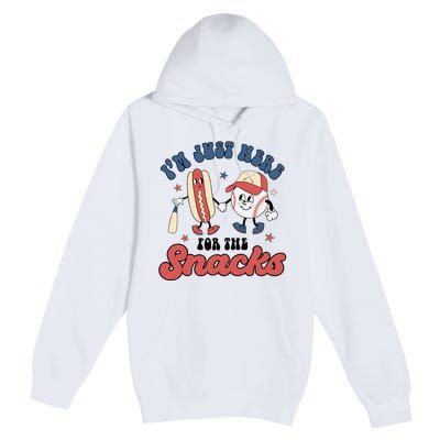 IM Just Here For The Snacks Baseball 4th Of July Hot Dog Premium Pullover Hoodie