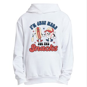 IM Just Here For The Snacks Baseball 4th Of July Hot Dog Urban Pullover Hoodie