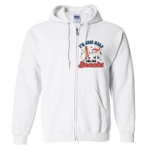 IM Just Here For The Snacks Baseball 4th Of July Hot Dog Full Zip Hoodie