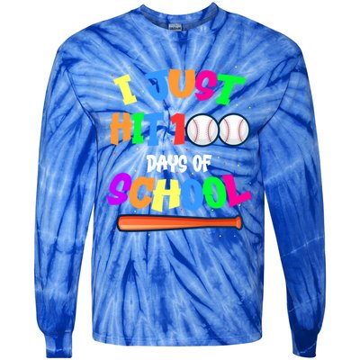 I Just Hit 100 Days Of School Baseball 100th Day Meaningful Gift Tie-Dye Long Sleeve Shirt