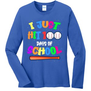 I Just Hit 100 Days Of School Baseball 100th Day Meaningful Gift Ladies Long Sleeve Shirt