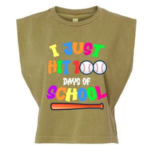 I Just Hit 100 Days Of School Baseball 100th Day Meaningful Gift Garment-Dyed Women's Muscle Tee