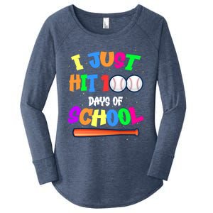 I Just Hit 100 Days Of School Baseball 100th Day Meaningful Gift Women's Perfect Tri Tunic Long Sleeve Shirt