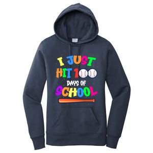 I Just Hit 100 Days Of School Baseball 100th Day Meaningful Gift Women's Pullover Hoodie