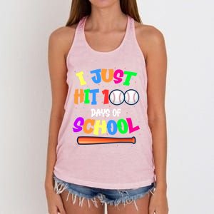 I Just Hit 100 Days Of School Baseball 100th Day Meaningful Gift Women's Knotted Racerback Tank