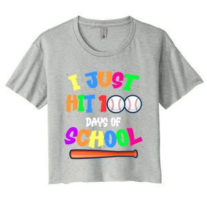 I Just Hit 100 Days Of School Baseball 100th Day Meaningful Gift Women's Crop Top Tee