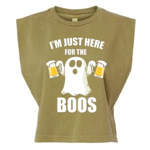 IM Just Here For The Boos Funny Halloween Cute Ghost Gift Garment-Dyed Women's Muscle Tee