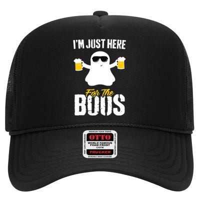 IM Just Here For The Boos Beer Funny Halloween High Crown Mesh Back Trucker Hat