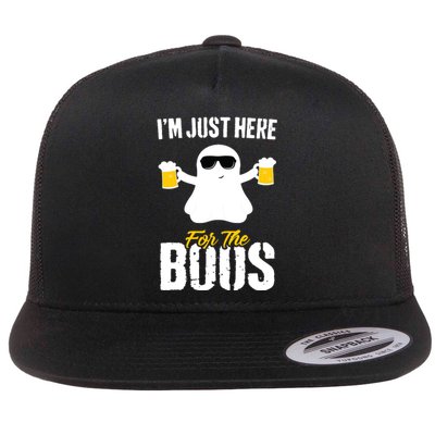 IM Just Here For The Boos Beer Funny Halloween Flat Bill Trucker Hat