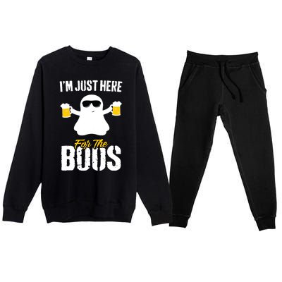 IM Just Here For The Boos Beer Funny Halloween Premium Crewneck Sweatsuit Set