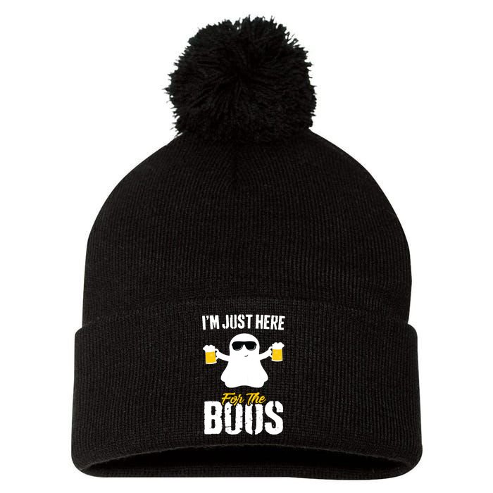 IM Just Here For The Boos Beer Funny Halloween Pom Pom 12in Knit Beanie