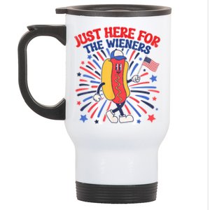 IM Just Here For The Wieners 4th Of July Funny Hot Dog Gift Stainless Steel Travel Mug