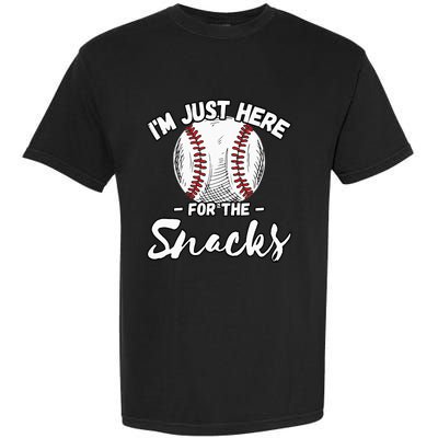 Im Just Here For The Snacks Funny Fantasy Baseball League Garment-Dyed Heavyweight T-Shirt