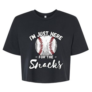 Im Just Here For The Snacks Funny Fantasy Baseball League Bella+Canvas Jersey Crop Tee