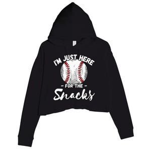 Im Just Here For The Snacks Funny Fantasy Baseball League Crop Fleece Hoodie