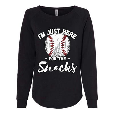 Im Just Here For The Snacks Funny Fantasy Baseball League Womens California Wash Sweatshirt