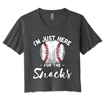 Im Just Here For The Snacks Funny Fantasy Baseball League Women's Crop Top Tee