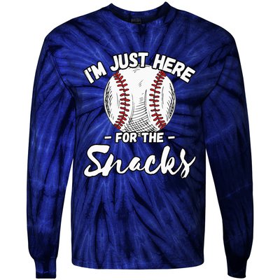 Im Just Here For The Snacks Funny Fantasy Baseball League Tie-Dye Long Sleeve Shirt