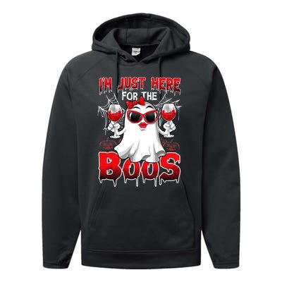 Im Just Here For The Boos Funny Ghost Halloween Costume Performance Fleece Hoodie