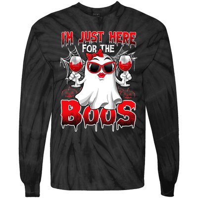 Im Just Here For The Boos Funny Ghost Halloween Costume Tie-Dye Long Sleeve Shirt