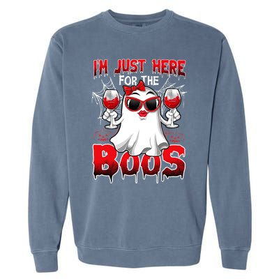 Im Just Here For The Boos Funny Ghost Halloween Costume Garment-Dyed Sweatshirt