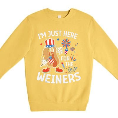 IM Just Here For The Weiners Funny Usa 4th Of July Premium Crewneck Sweatshirt