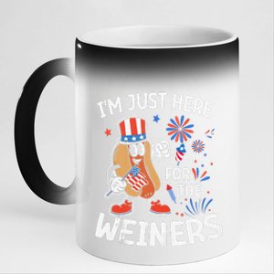 IM Just Here For The Weiners Funny Usa 4th Of July 11oz Black Color Changing Mug