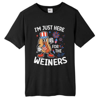 IM Just Here For The Weiners Funny Usa 4th Of July Tall Fusion ChromaSoft Performance T-Shirt