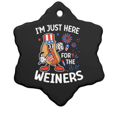 IM Just Here For The Weiners Funny Usa 4th Of July Ceramic Star Ornament