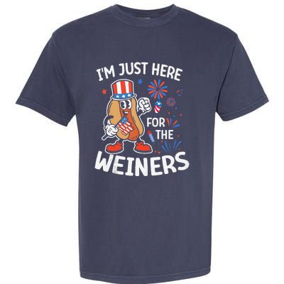 IM Just Here For The Weiners Funny Usa 4th Of July Garment-Dyed Heavyweight T-Shirt