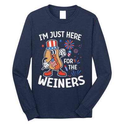 IM Just Here For The Weiners Funny Usa 4th Of July Long Sleeve Shirt