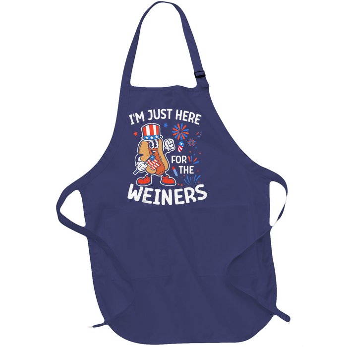 IM Just Here For The Weiners Funny Usa 4th Of July Full-Length Apron With Pockets