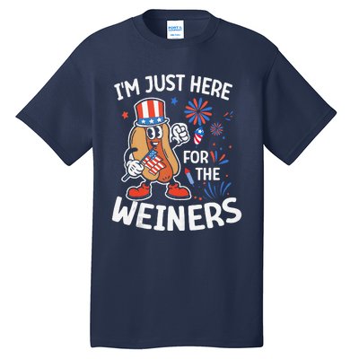 IM Just Here For The Weiners Funny Usa 4th Of July Tall T-Shirt