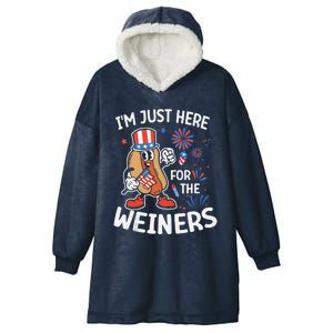 IM Just Here For The Weiners Funny Usa 4th Of July Hooded Wearable Blanket