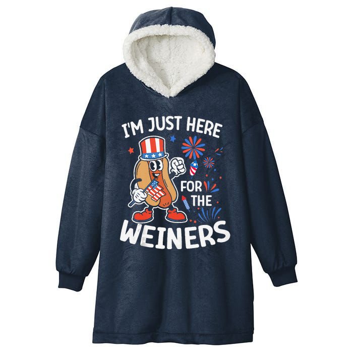 IM Just Here For The Weiners Funny Usa 4th Of July Hooded Wearable Blanket