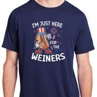 IM Just Here For The Weiners Funny Usa 4th Of July Adult ChromaSoft Performance T-Shirt