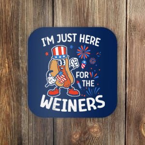 IM Just Here For The Weiners Funny Usa 4th Of July Coaster