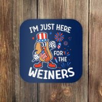 IM Just Here For The Weiners Funny Usa 4th Of July Coaster